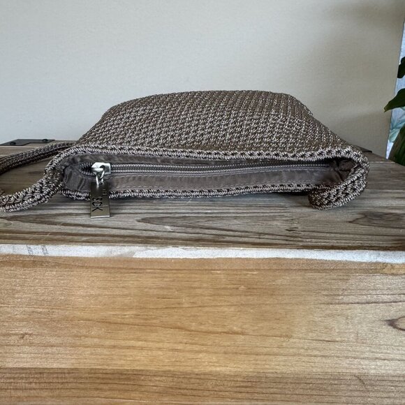 The Sak Double Woven Macrame Crochet Tan Square Small Evening Shoulder Bag - Picture 10 of 15